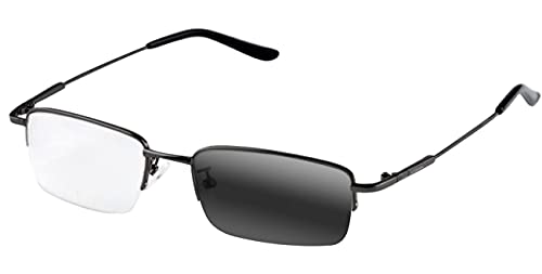 bestsight1936 Men Gray Half Rim Flexible Memory Blue Light Blocking Photochromic Reading Glass (Gray, 0.50)