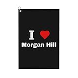 QIZYOQA I Love Morgan Hill Golf Towel 24' X 16' Microfiber Waffle Pattern Golf Accessories for Golf Bag with Carabiner Clip