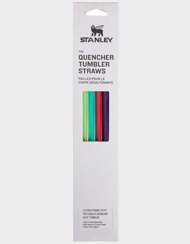 Stanley Pack of 4 Quencher Tumbler Straws for 30 oz | Reusable Replacement Straws for Tumbler with Handle | Stainless Steel Drinking Cup Accessory | BPA-Free | Summer 2 (Multicolor)