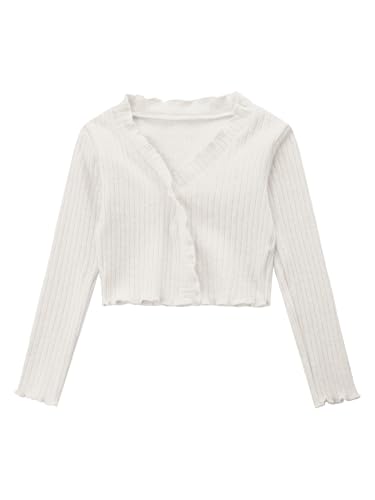 Hansber Kids Girls Cardigan Sweater Long Sleeve Ribbed Shrug Crop Tops Ballet Dance Wrap Tops Coat Dancewear3