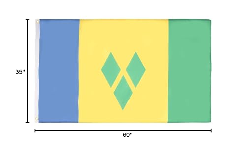 Image of AZ FLAG - Saint Vincent Flag - 3x5 Ft - 100D Polyester Vicentian Banner with Two Metal Grommets - Fade Resistant - Vivid Colors - 3' x 5' Feet - 150x90 Cm