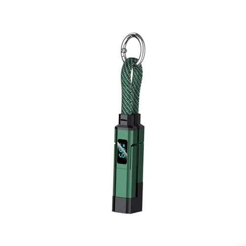 CNANRNANC 4 En 1 Cargador Llavero Cable Usb-C 65W De Carga Rápida Con Pantalla Digital Y Carcasa Abs, Conectores Type-C Usb-A Para Smartphones Y Gadgets, Ideal Para Viajes (Verde)