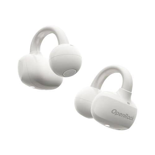 E Open Ear Headphones - Clip On Earbuds - 4G Lightweight Comfort - Bluetooth 6.0 - Powerful Bass Sound - 28 Hours of Playtime - AI Clear Call - IPX4 Waterproof - Wireless Over Ear Earbuds