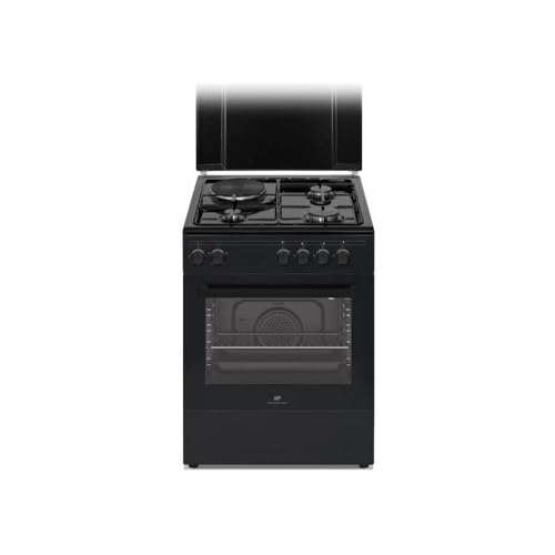 Cuisiniere mixte CONTINENTAL EDISON CECM60FCB - 3 feux gaz + 1 électrique - L59,8 x P61 xH83 cm - Noir