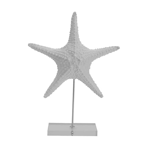 Elements Decorative White Starfish Figurine on Stand, Modern Coastal Decor