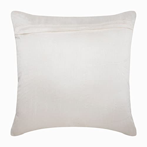 The Homecentric Ivory Accent Pillow, Peacock Feather Sequins Beaded Pillow Cover, 18X18 Inch (45X45 Cm) Decorative Pillow Cover, Square Silk Pillow Cover Couch, Floral Art Deco, Birds - Peacock Beauty #TOP2