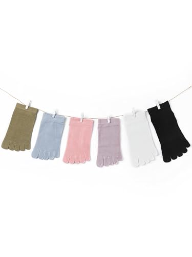 Image of Bencailor 6 /12 /32Pairs Women Toe Socks Five Toe Cotton Socks Ankle Sock with Toes Separated for Women Men Athletic Running