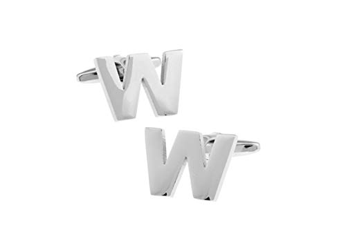 Mancuernillas para Hombre Letra W Plateadas con Caja de Regalo miniatura 1