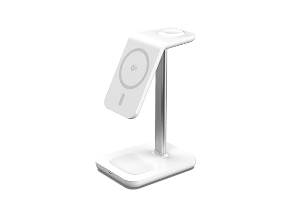 Station de charge magnétique 3 en 1 blanc USB-C charge rapide smartphone