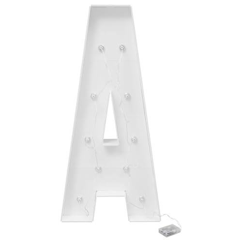 LKHDONG Letras luminosas LED para fiestas, luces decorativas con letras luminosas, iluminación con 10 bombillas LED, con palabras, luz cálida, 91,5 cm, letras luminosas, alfabeto, luz decorativa (A)