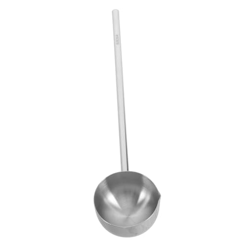 Luxshiny sartén para verter aceite calentador de mantequilla cacerola de leche inoxidable Saca de mango largo cacerola pequeña cucharón de metal cucharón de sopa acero inoxidable 304 Plata