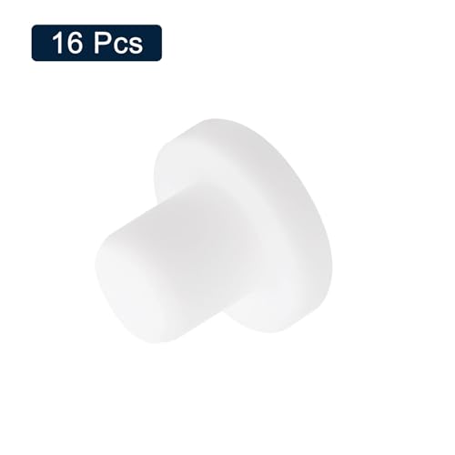 Image of uxcell 16 Pieces White Rubber Stopper, 9mm Plug Holes for 8.5-8.8mm /0.33-0.35 inch Hole