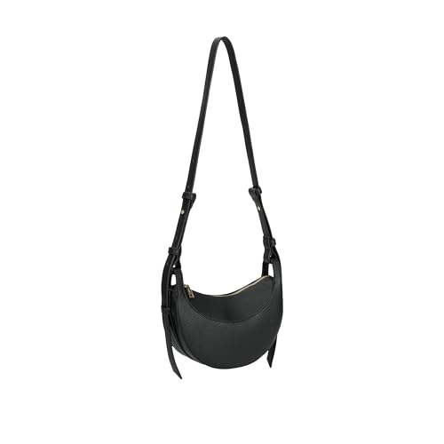Bolsa Feminina Meia Lua Transversal Baguete Tiracolo Com Alça Longa Ajustável Casual Elegante (Preto)
