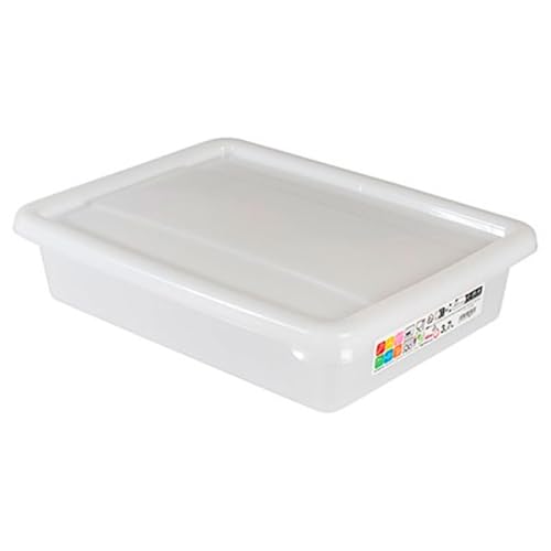 Acan Tradineur - Pack de 6 bandejas frigoríficas de Almacenamiento con Tapa, N.º 3 - HG, plástico, Reutilizables, Guardar Alimentos, Fabricadas en España (Blanco - 3,7 litros - 32,3 x 24,3 x 7,1 cm)