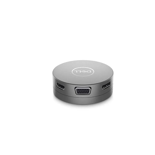 Adaptateur premium Dell DA310 USB-C en aluminium argent avec gestion intelligente du câble rétractable