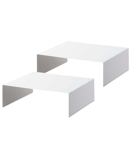 Yamazaki Home Tower Steel Under Cabinet Bottom Shelf Storage Organizer, Set of 2 Dish Riser for Under Sink Or Kitchen Pantry Or Counter - Steel -