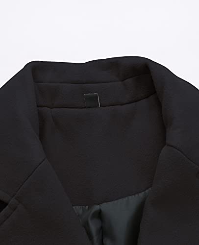 Image of Lisskolo Men's Wool Blend Trench Coat Casual Single Breasted Warm Pea Coat