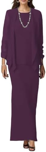 Chiffon Fall Mother of The Bride Dresses for Wedding Long Sleeve ...