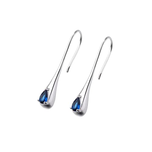 Sterling Silver Sapphire Water Drop Earrings - Great Gift Idea
