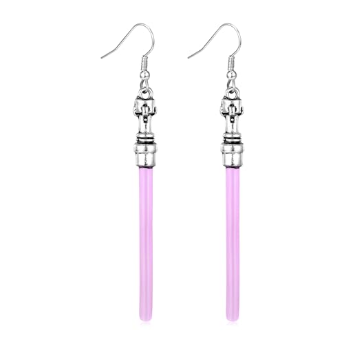 Purple Lightsaber Drop Earrings 1 Pairs Classic Movie Light Saber Dangle Earrings for Women Fans