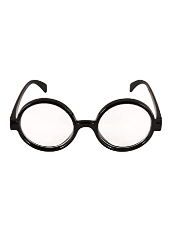 HENBRANDT Adult Wizard Boy Glasses with Clear Lenses Round Frame Glasses Wally Retro Nerd Book Day Student Night Cosplay Magic Theme Party Halloween Outfit Fancy Dress Accessory