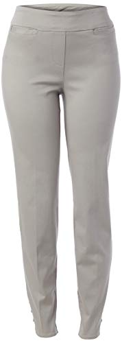 SLIM-SATION Women's Wide Band Pull-On Solid Ankle Pant with Faux Welt Pockets, Frost Grey, 4
