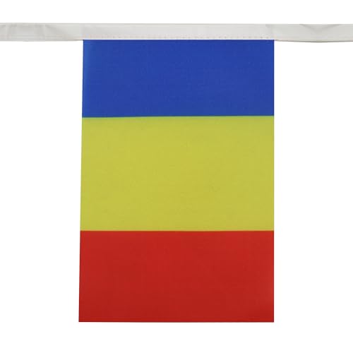 Image of AZ FLAG Romania 6 meters BUNTING Flag 20 flags 9'' x 6'' - Romanian STRING flags 15 x 21 cm