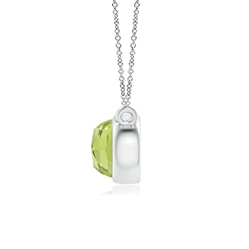 Angara Natural Peridot Solitaire Pendant Necklace in Sterling Silver for Women, Girls with 18" Chain (Grade-AAA | 6x4mm) | August Birthstone Jewelry Gift for Her | Wedding Anniversary - Image 3