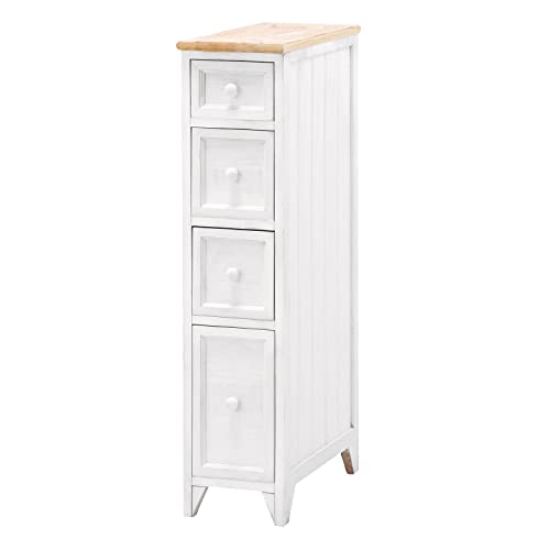 萩原 チェスト ナチュラルホワイト スリム シャビーテイスト MCH-5280NAW