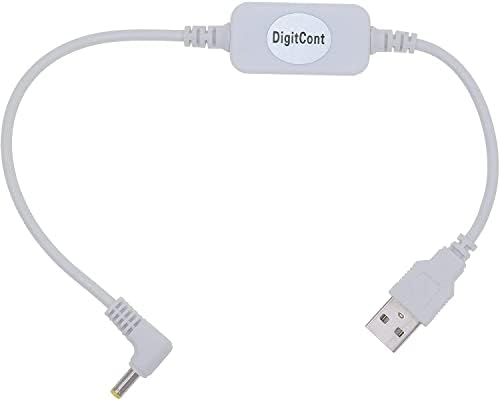 DigitCont USB 5V to DC 12V 4mm x 1.7mm Power Cable, Compatible with Dot Device/Pop Device, USB Voltage Step Up Converter Cable, Power Supply Adapter Cable, DC 5V to DC 12V Cable White