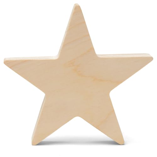 Chunky 3D Wooden Stars for Crafts 4-inch, Wood...