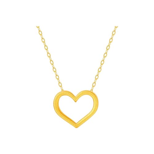 Collier d'or 24K pour femmes avec pendentif coeur chic en maille de 18 pouces
