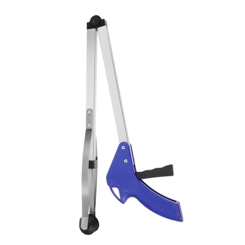 SOIMISS Pinza Recogedora Plegable de Aluminio con Mango Azul Herramienta Portátil para Basura y Desperdicios Jardín Fuerte Agarre para Recoger Papeles y Residuos Exteriores y Espacios