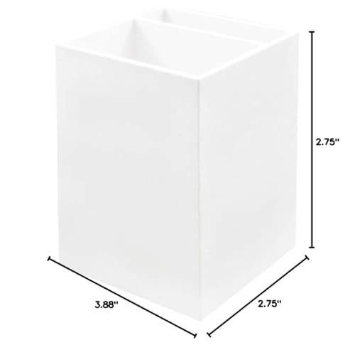 Image of JAM PAPER Plastic Pen Holder - White - Desktop Pencil Cup - Sold Individually