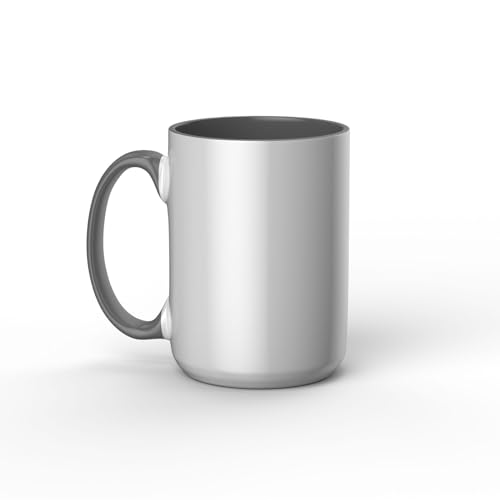 Cricut Beveled Blank Mug, Ceramic-Coated, Dishwasher & Microwave Safe Mug to Decorate,Infusible Ink Compatible,15 Oz Sublimation Mug White/Gray