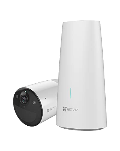 EZVIZ Kit de Cámara de Vigilancia Exterior WiFi 2K, Batería Recargable 5200mAh,100% inalámbrico, Audio Bidireccional,Detección de Personas,Visión Nocturna, HB3-B1 (1 Cámara + 1 Base)