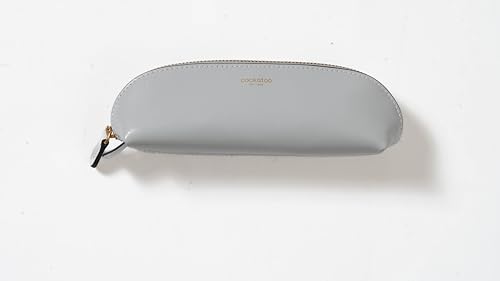 Image of Cockatoo Genuine Leather Pencil Pouch, Accessories holder, Stationery Bag, Zippered Pen Case for Work & Office (Dawn Blue)