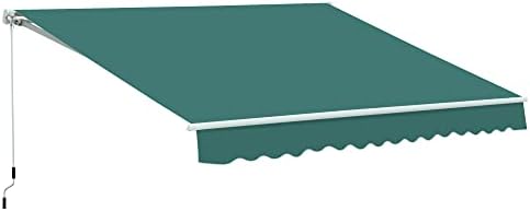 Outsunny 3.5 x 2.5 m Garden Patio Manual Awning Canopy Sun Shade Shelter with Winding Handle - Green