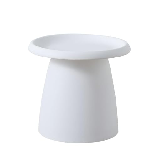 Table basse ronde moderne blanche 45 cm et petite table d'appoint de style champignon - 2