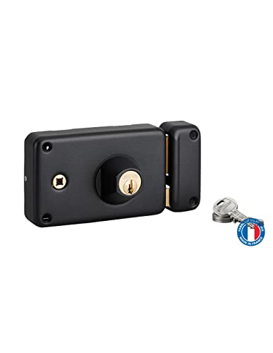 Serrure horizontale en applique droite Thirard axe 55 mm noir avec 3 clés