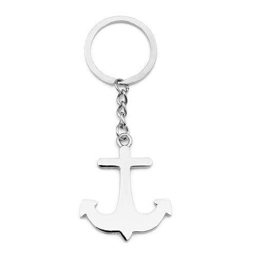 Elechobby Vintage Anchor Ship Wheel Keychain Rotating Nautical Keyring,Boat Rudder