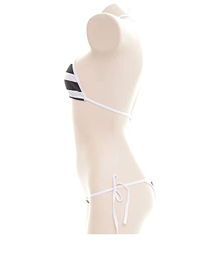 SINROYEE Sexy Lingerie Set for Women Japanese Anime Bikini Swimsuit Stripe with Striped Thigh High Socks4