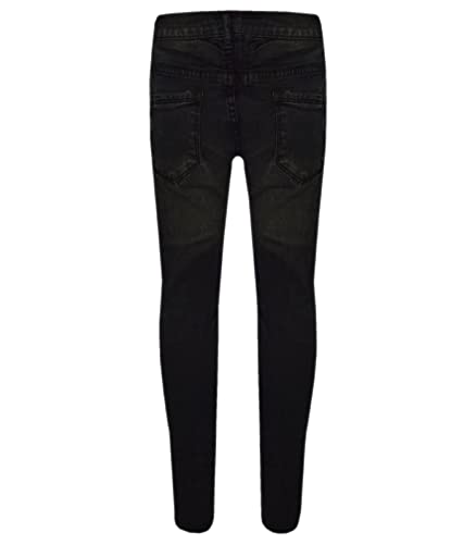 Girls Stretchy Jeans Kids Ripped Denim Skinny Pants Trousers Blue Age 5-14 Years3