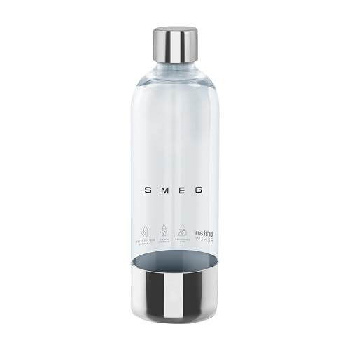 Smeg, Garrafa SKSB01, 800 ml, para máquina de água gasosa e soda SKC01, de plástico Tritan Renew e Inox, 280 x 83 x 83 mm
