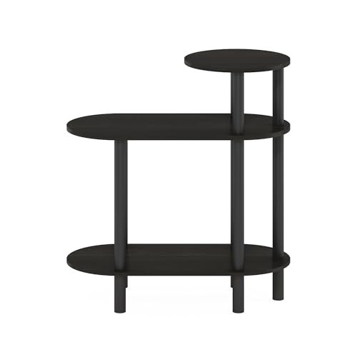 Furinno Turn-N-Tube Side Table, 3-Tier Oval Sofa End Table with Open Shelf, Toolless Assembly Night Stand, Bedside Table, for Living Room, Bedroom, Dark Espresso - image 6