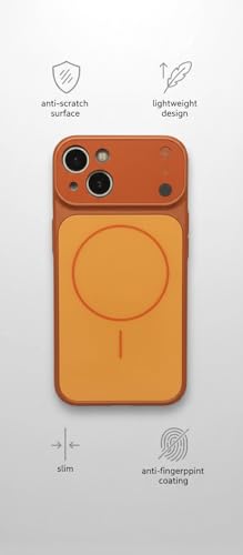 Image of Back Cover for iPhone 14 Case Soft Matte Glass Protective Camera Lens Plating with Magnetic for Magsafe Wireless Charging TPU Cover for iPhone 14 Orange