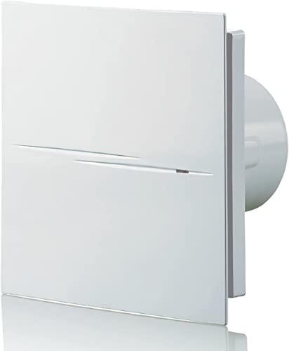 Blauberg UK 100 Quiet Style TH H Blauberg Calm Design Low Noise Energy Efficient Bathroom Extractor Fan 100mm Humidity, 7.5 W, 240 V, Brilliant White, 100 mm