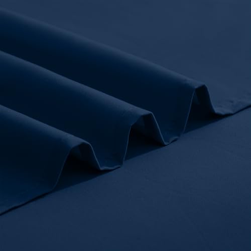 Image of Elegant Comfort Luxurious 1500 Premium Hotel Quality Microfiber Three Line Embroidered Softest 4-Piece Bed Sheet Set, Wrinkle and Fade Resistant, Full, Navy Blue