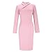 Women's Lapel Business Work Dress Sexy Long Sleeve Bodycon Midi Dresses Elegant Casual Office Solid Fashion Dresses Pink