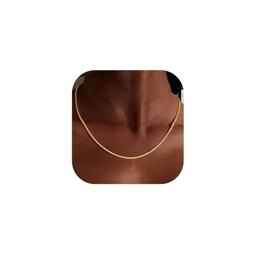 HARJJME Silberkette Damen 925 ohne Anhänger Gold Silber 925 Kette Damen 14K Vergoldete Chain Halskette Schmuck Geschenke für Frauen (Glänzendekette-Gold 40CM)